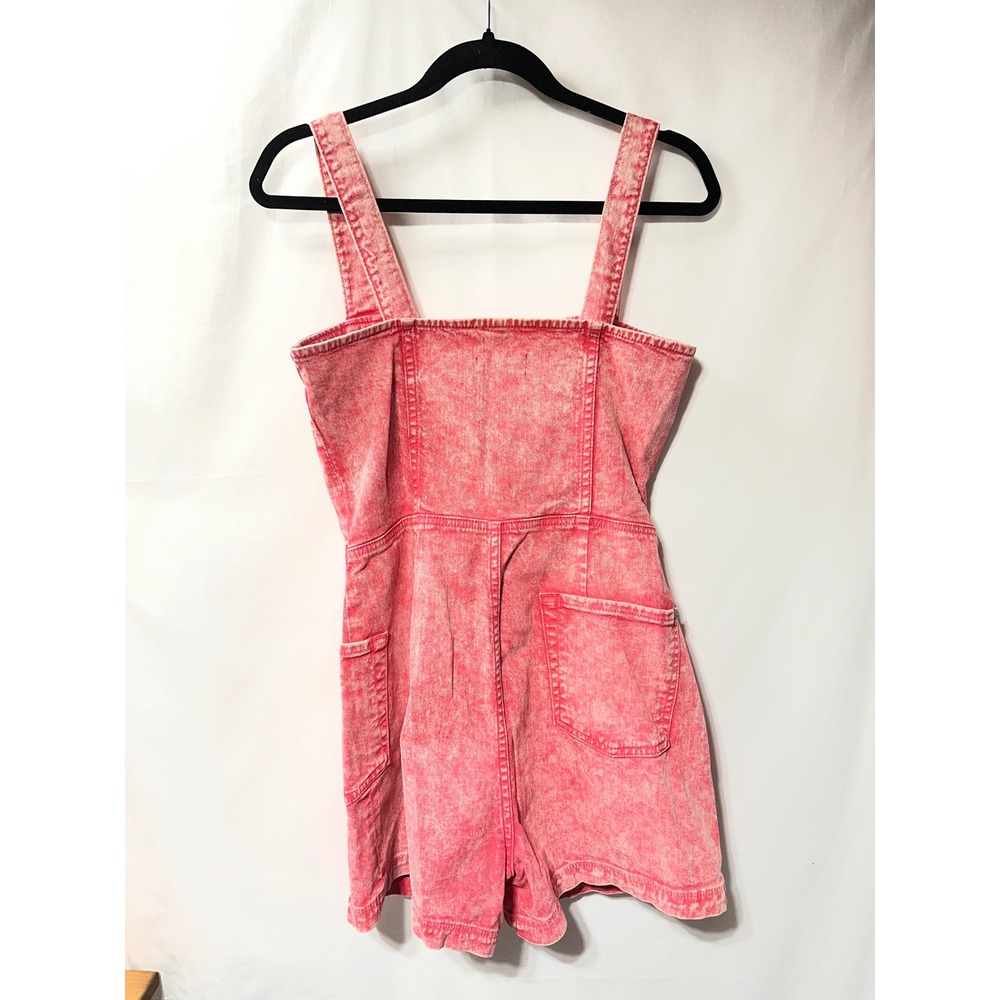7 For All Mankind Womens Pink Acid Wash Denim Romper Button Front Size S - Picture 2 of 3